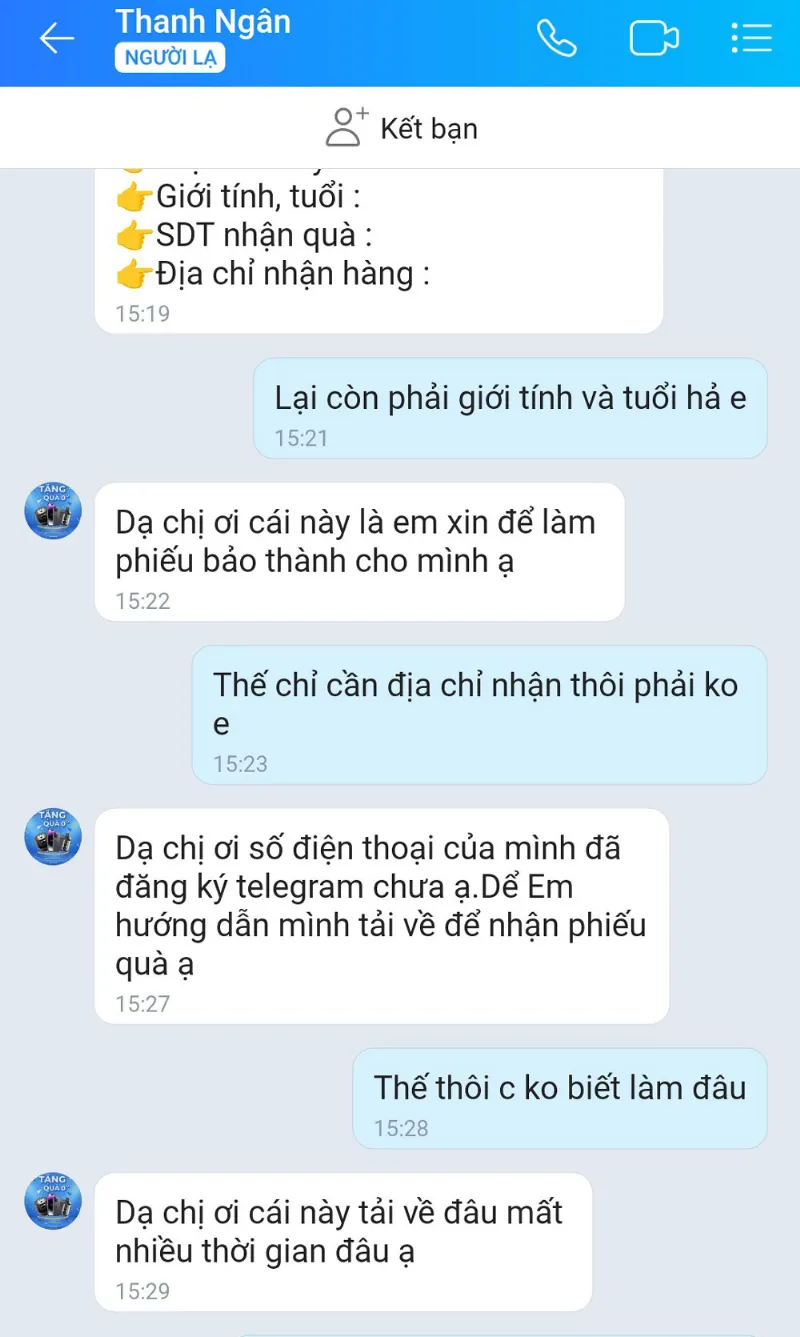 lời mời gọi nhận quà miễn phí