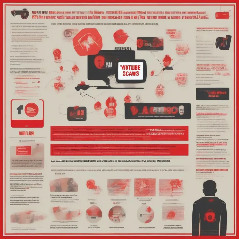 A warning poster about YouTube scams with statistics